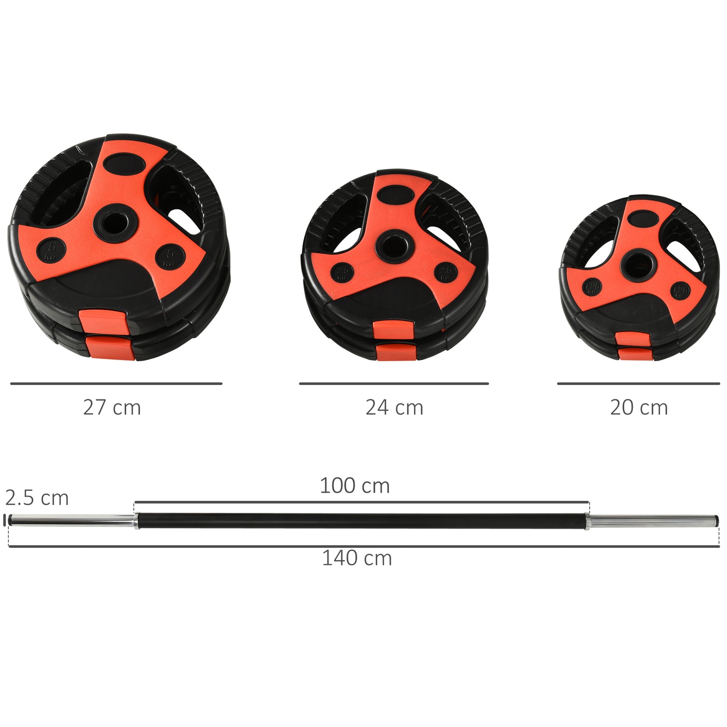 SPORTNOW 20kg Adjustable Barbell Weights Set For Home Gym, Strength Training