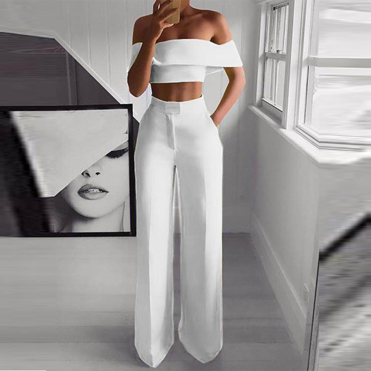 Women Strapless and Wide Leg Pants Sexy Two Piece Outfits