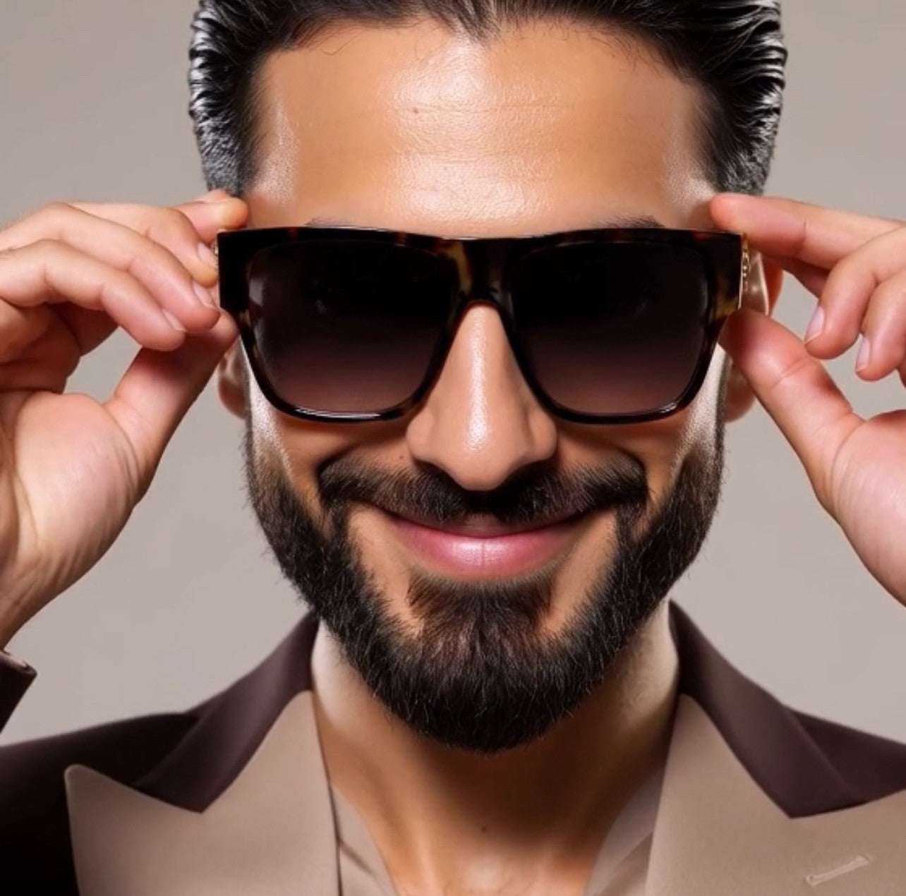 Men Sunglasses Fashion Design Tortoise Black Frame Hip Hop Style Square Shades