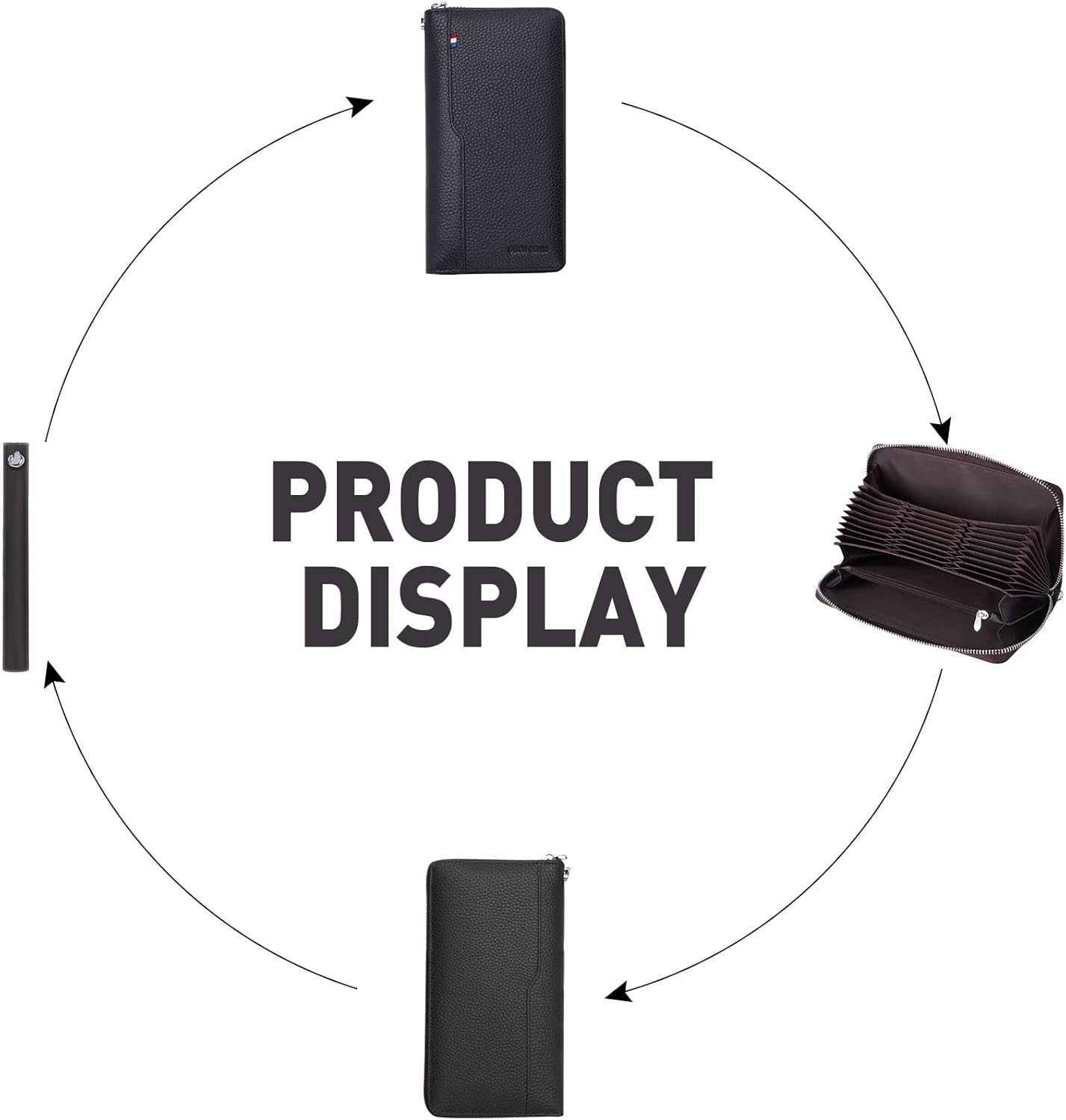 Mens Credit Card Wallet Long Wallet Genuine Leather Billfold Zip around Checkbook Wallet 27 Credit Card Slots