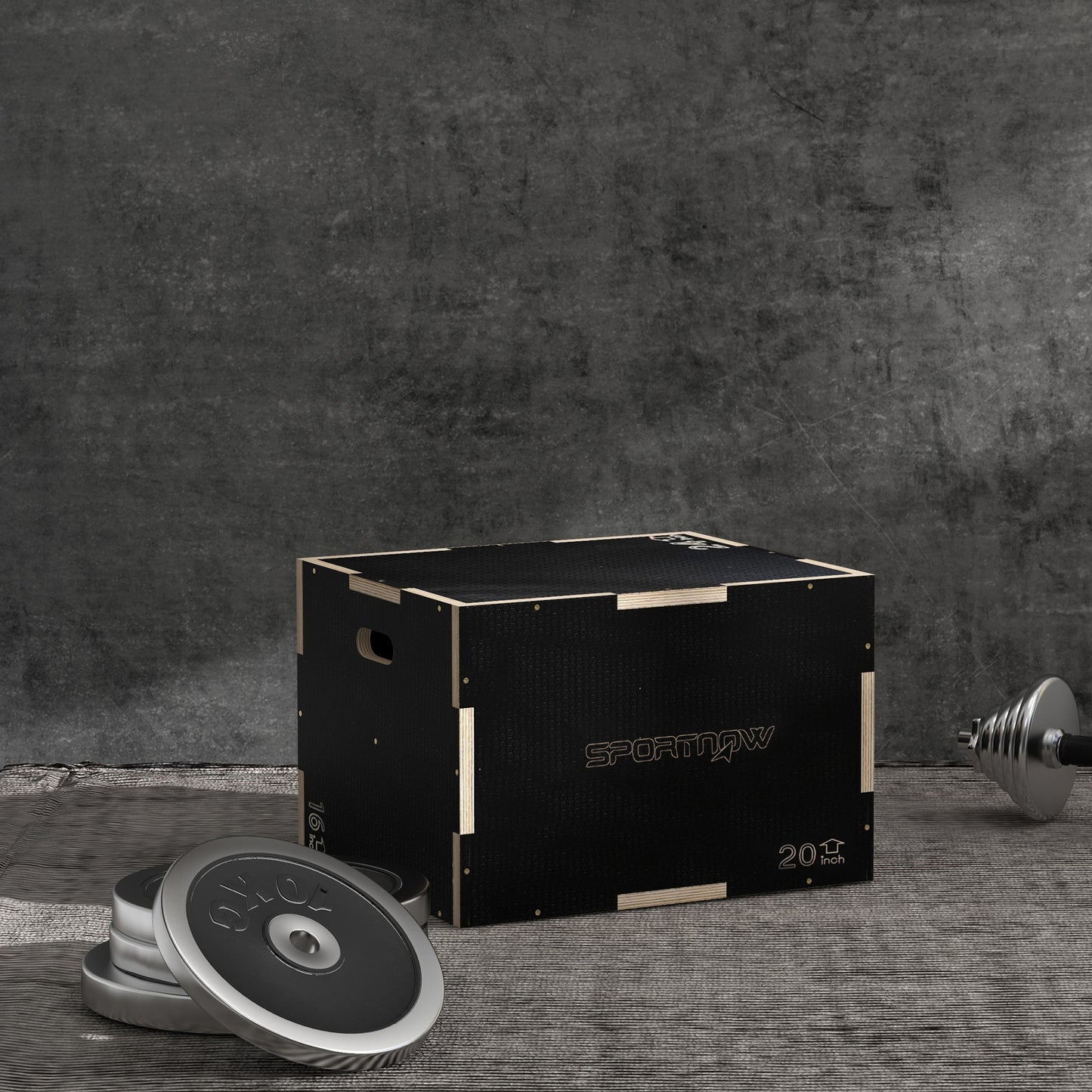 SPORTNOW Multi-Faceted Jump Box, Wooden Step Up Box, For Home, Gym, Exercise, 41/51/61cm - Black