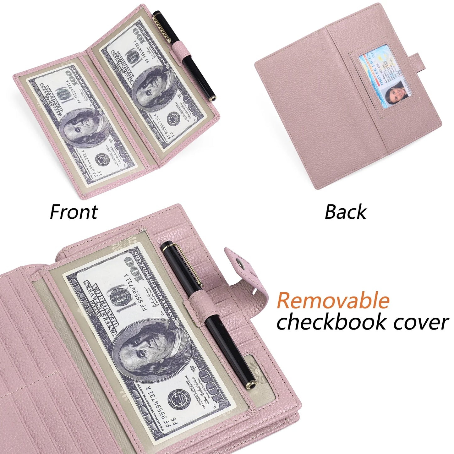 Women Wristlet Wallets Large Capacity RFID Blocking Leather Wallets Credit Cards Organizer with Checkbook Holder