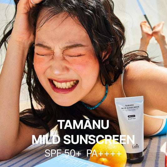 Tamanu Zinc Oxide Mild Mineral No Whitecast Sunscreen UV Clear Lightweight Daily Moisturizer Lotion with SPF 50+ PA++++ for Sensitive Skin Non Greasy Non Oily Long Lasting Korean Skincare