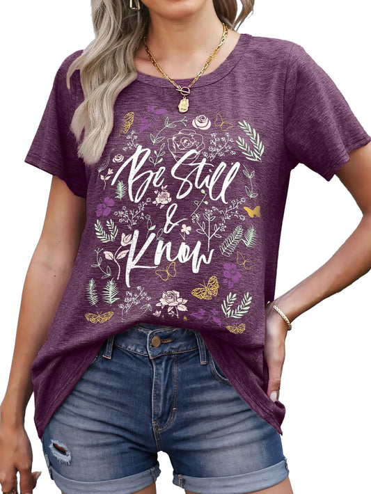 Womens T-Shirts round Neck Shirts for Women Short Sleeve Loose Graphic Tees