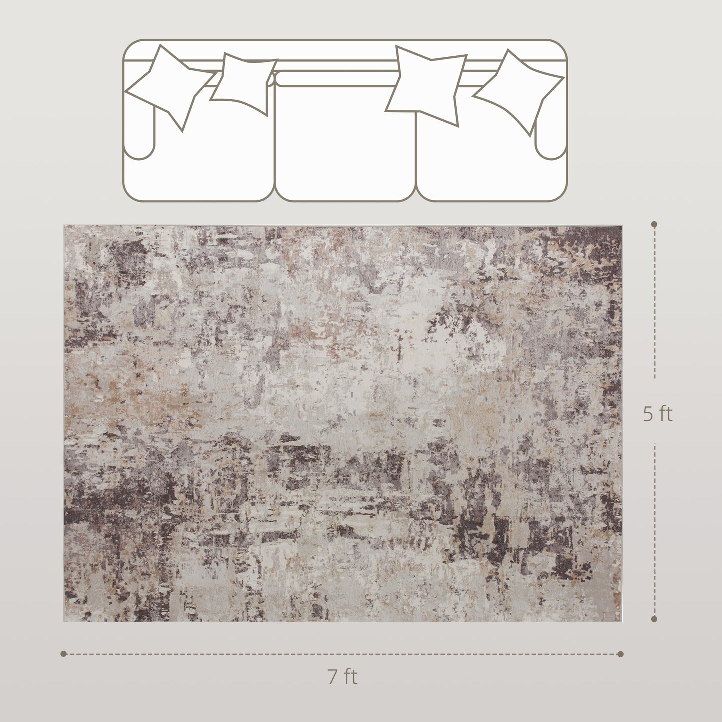 Achine Washable Area Rug 5x7, Non-Slip Modern Abstract Floor Carpet For Living Room, Bedroom, Dining Room, Mixed-Brown