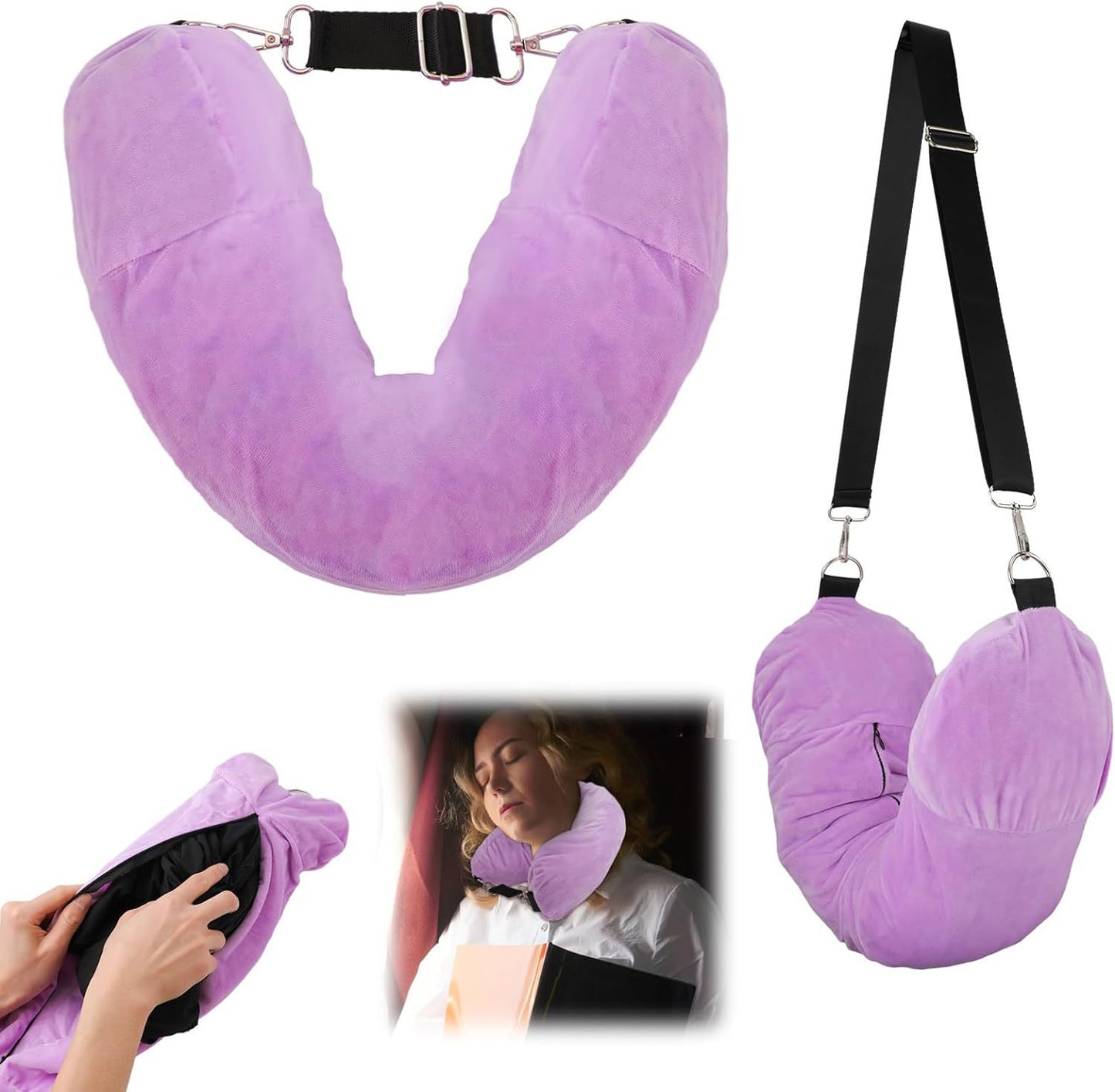 New Travel U-shaped Pillow Can Fill Clothes