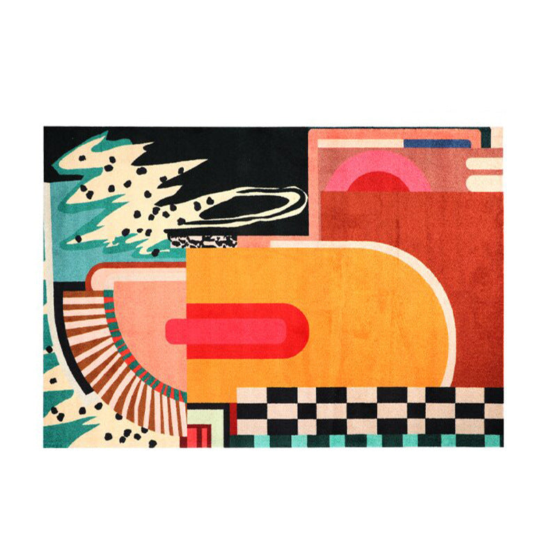 Colorful, Full-area Non-slip Dopamine-inspired Faux Cashmere Rug For The Living Room
