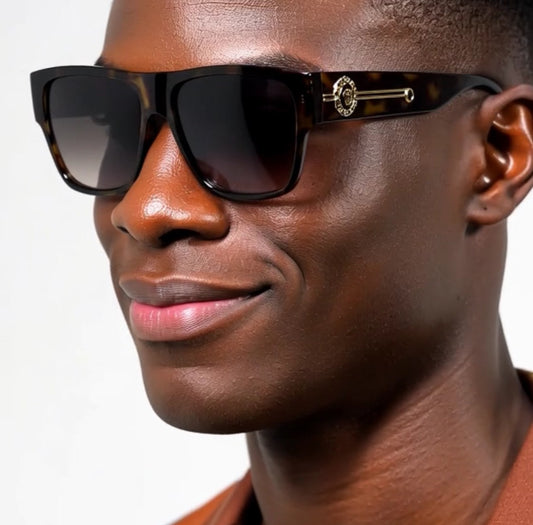 Men Sunglasses Fashion Design Tortoise Black Frame Hip Hop Style Square Shades