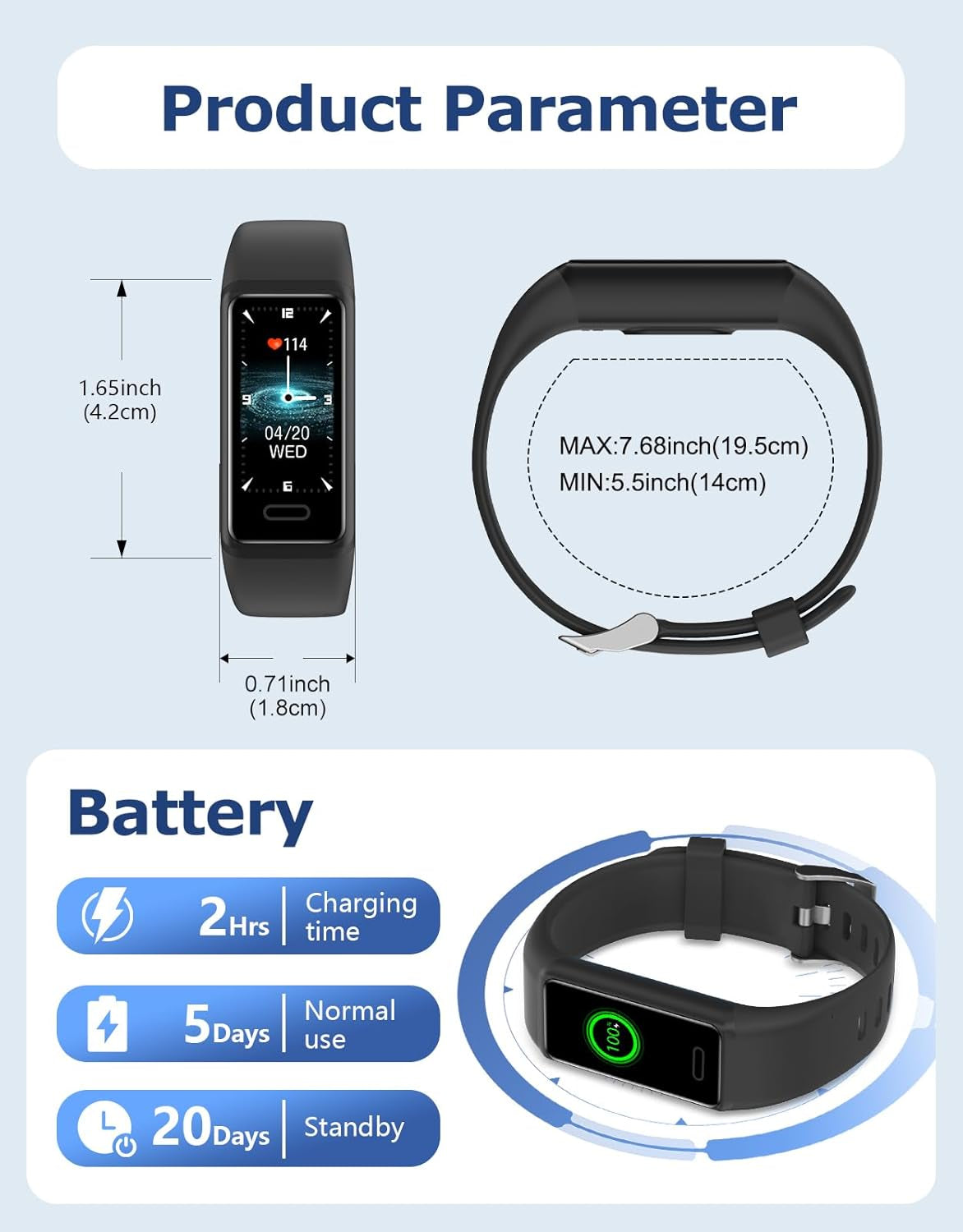 Fitness Tracker, Fitness Watches for Men Women with 24/7 Heart Rate Monitor Sleep Tracker Step/Calorie Counter Stopwatch Pedometer IP68 Waterproof