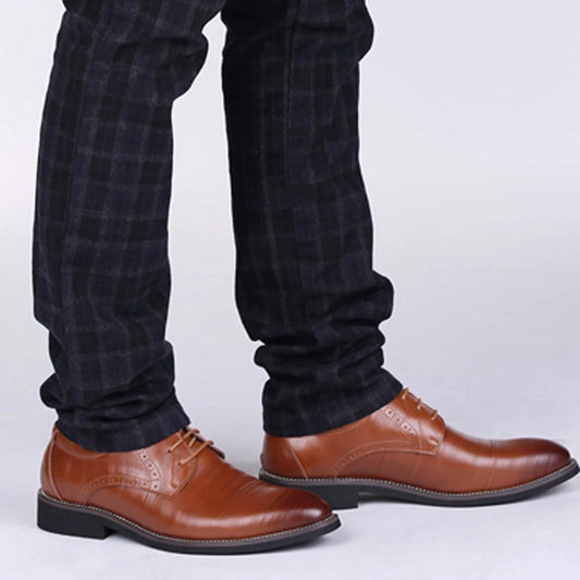 Lace up Leather Oxfords Classic Comfortable Modern Dress Shoes for Men(Yellow,10)