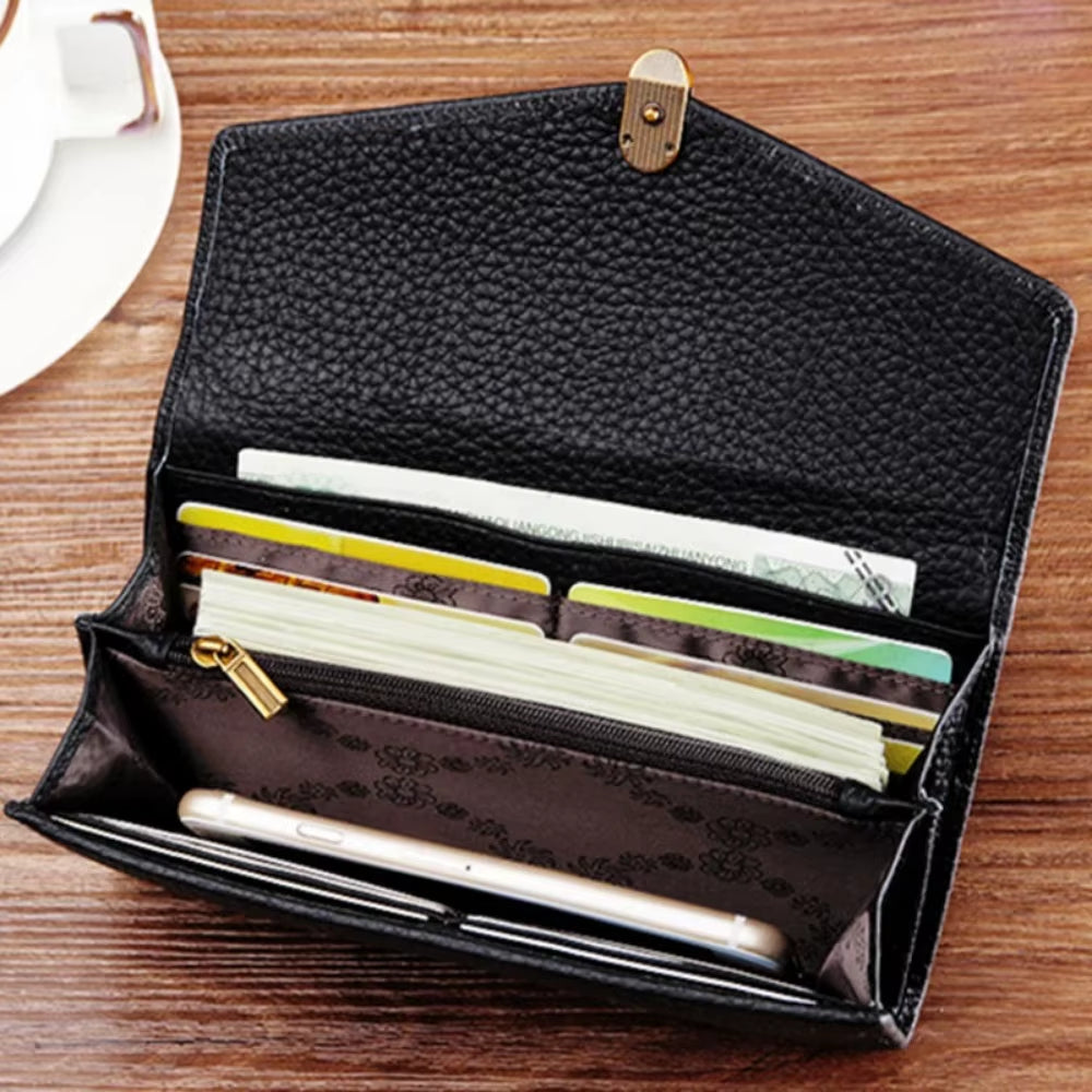 Genuine Leather Women'S Wallets Long Handbags Luxury Designer Purses for Women Credit Card Holder Wallet Carteras Para Mujer