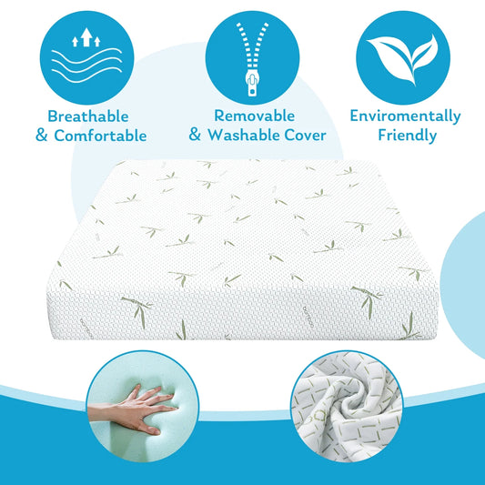 RV Mattress, 10 Inch Short Queen Size Mattress for Rvs, Cooling Memory Foam Mattress, Campers Trailers Mattress in a Box, Made in USA