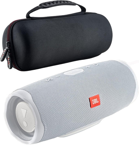Charge 4 Portable Waterproof Wireless Bluetooth Speaker Bundle with Boomph Portable Hard Carrying Protective Case - White