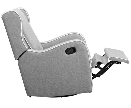 Rebecca Upholstered Swivel Gliding Recliner, Gray Fabric