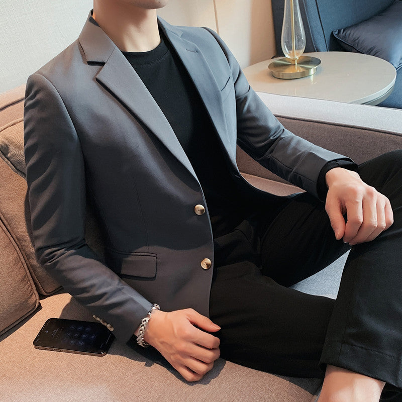 Mens Simple Sophisticated Casual Single-Breasted Two-Button Suit