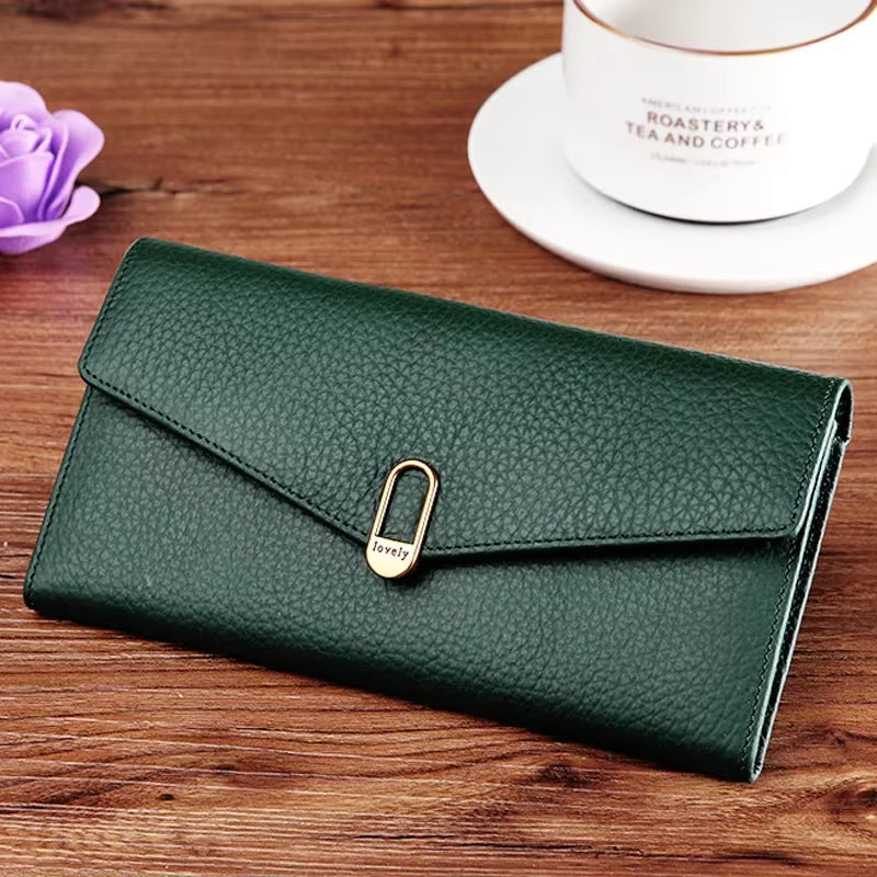 Genuine Leather Women'S Wallets Long Handbags Luxury Designer Purses for Women Credit Card Holder Wallet Carteras Para Mujer