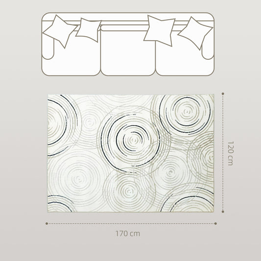 Modern Area Rug, Swirl Pattern Machine Washable Rug, Allergy-Friendly Floor Carpet For Living Room, Bedroom, Dining Room, Home Office, 170 X 120 Cm, Cream White