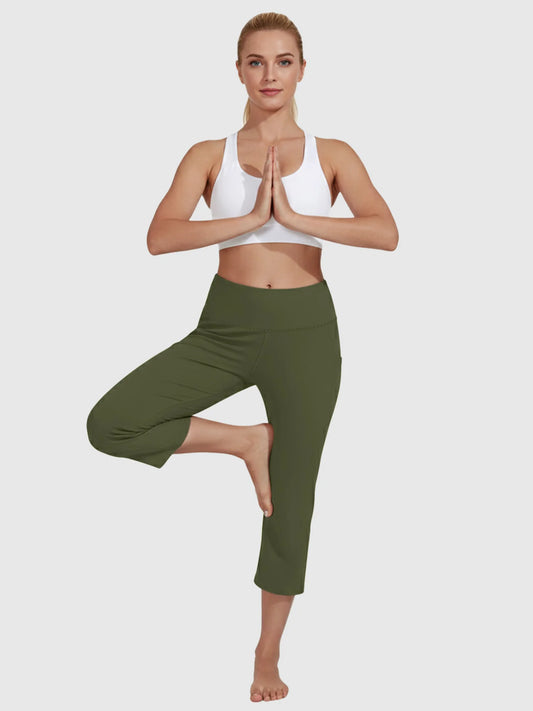 Capris Pants for Women High Waist Yoga Pants Women Athleisure Wide Legs with Pockets