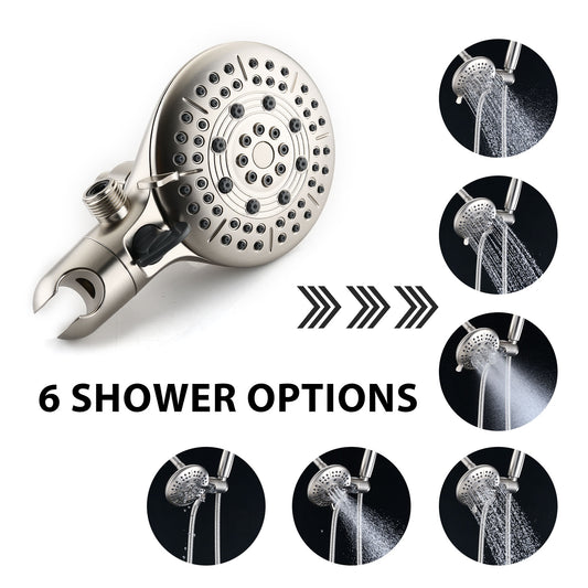 Classic High Pressure Single Handle 6-Spray Patterns Rain Shower Head With Handheld Shower Valve Included