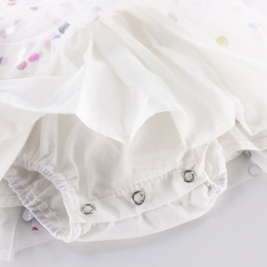 Summer Girls Baby Hundred Days Clothes Hot Printing Mesh Cotton Triangle Romper