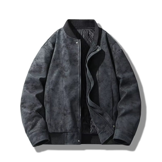 Winter Man Jacket Thicken Fleece Retro Solid Color Male Coat American Stand Collar Long Sleeve Loose Casual Men Outerwear