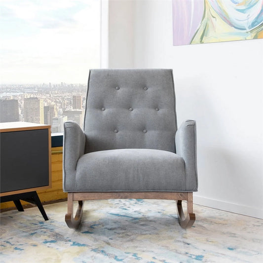 Mid-Century Modern Collin Rocking Chair, Light Gray