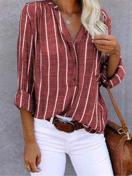 Simple And Fashionable Printed Striped Shirt