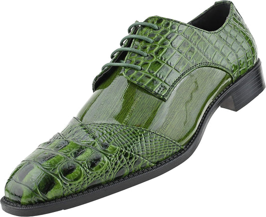 Bandit, Cap Toe Oxford Dress Shoes for Men, Men'S Formal Dress Shoes with Alligator Print, Croc Folded Oxfords