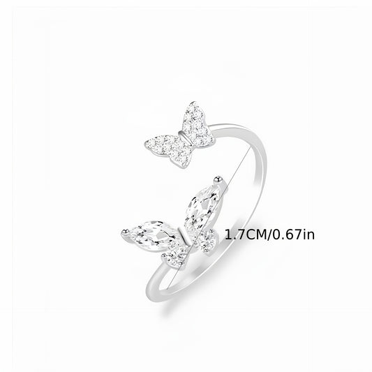 High-End Butterfly Zircon Open Rings For Women, Trendy Fashion Couple Rings, Minimalist Delicate Index Finger Rings, Perfect Gift For Best Friends, Lovers