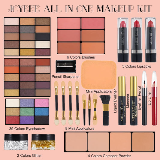 All-In-One Makeup Gift Set Carry All Makeup Kit Women Full Kit with Makeup Bag Concealer Lipgloss Lipstick Blush Foundation Face Powder Eyeshadow Palette Cosmetic Palette #8