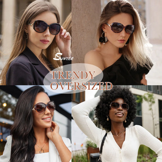 Retro Oversized Butterfly Polarized Gradient Brown Women Sunglasses Elegant Ladies Shades