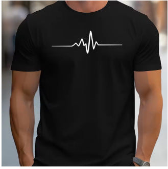 Creative Graphic-print Slim-fit Casual Sports Crew-neck Short-sleeve Top