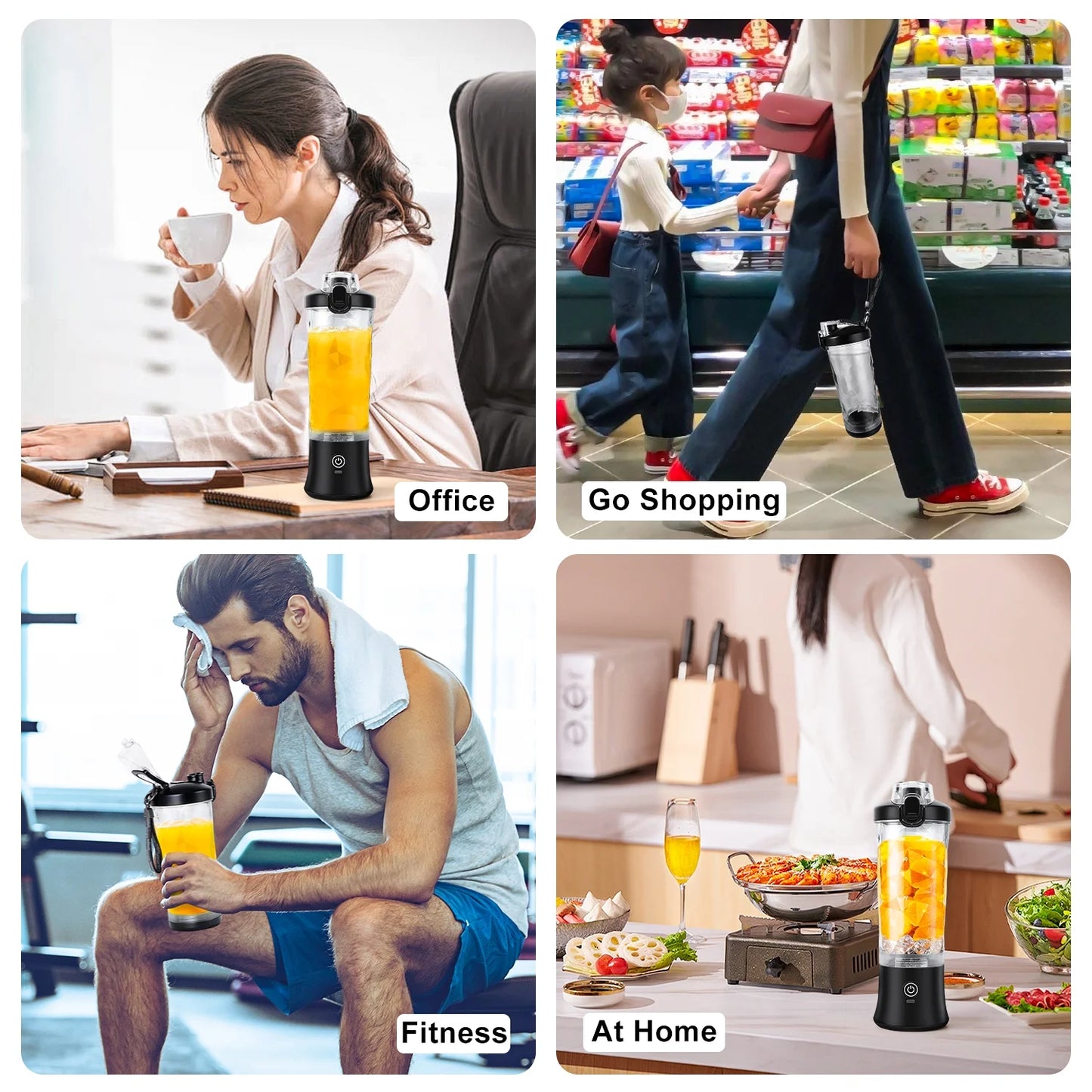 Portable Blender for Smoothies, 20Oz Small Personal Blender with Travel Lid, USB Rechargeable, Single Serve Fruit Mixer for Kitchen, Black