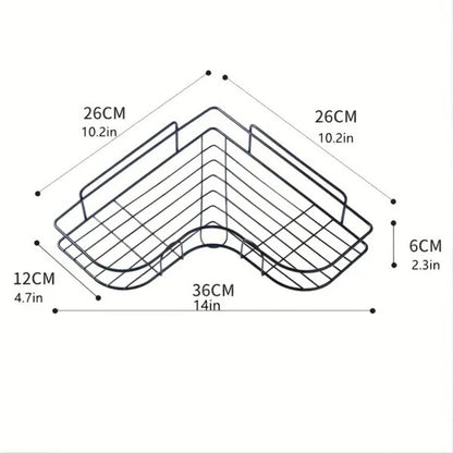 1pc Wall Mounted Bathroom Shelf, Shower Caddy Rack, No Punching Triangle Storage Rack For Bathroom Kitchen, Bathroom Accessories