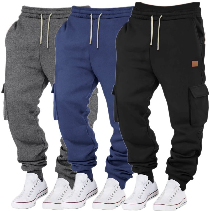 Men'S Winter Warm Activewear Cargo Track Pants Fleece Layer Joggers Sweatpants