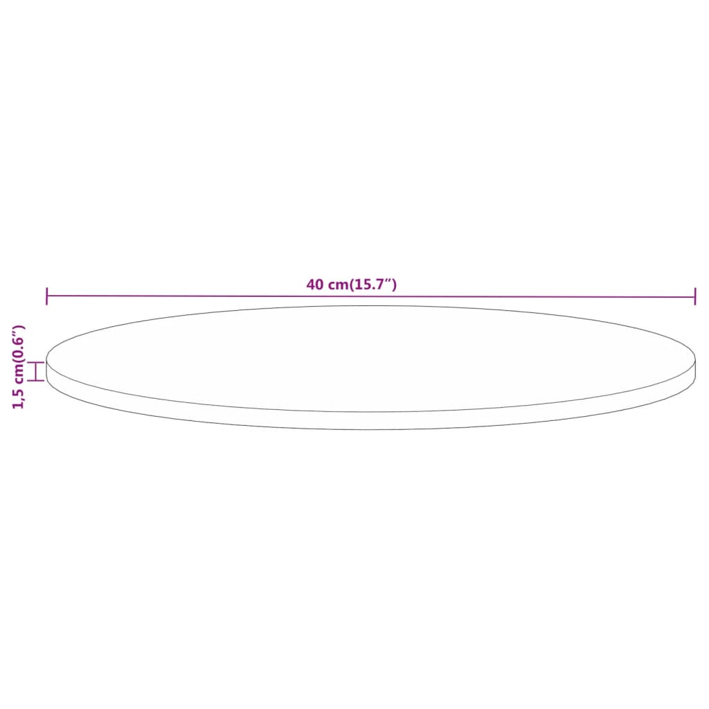 Tabletop Ø 40x1.5 cm Round Rough Solid