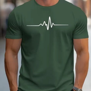 Creative Graphic-print Slim-fit Casual Sports Crew-neck Short-sleeve Top