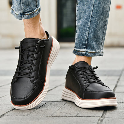 Mens Casual Lace-up Thermal Fleece-lined Chunky-soled Cotton Shoes