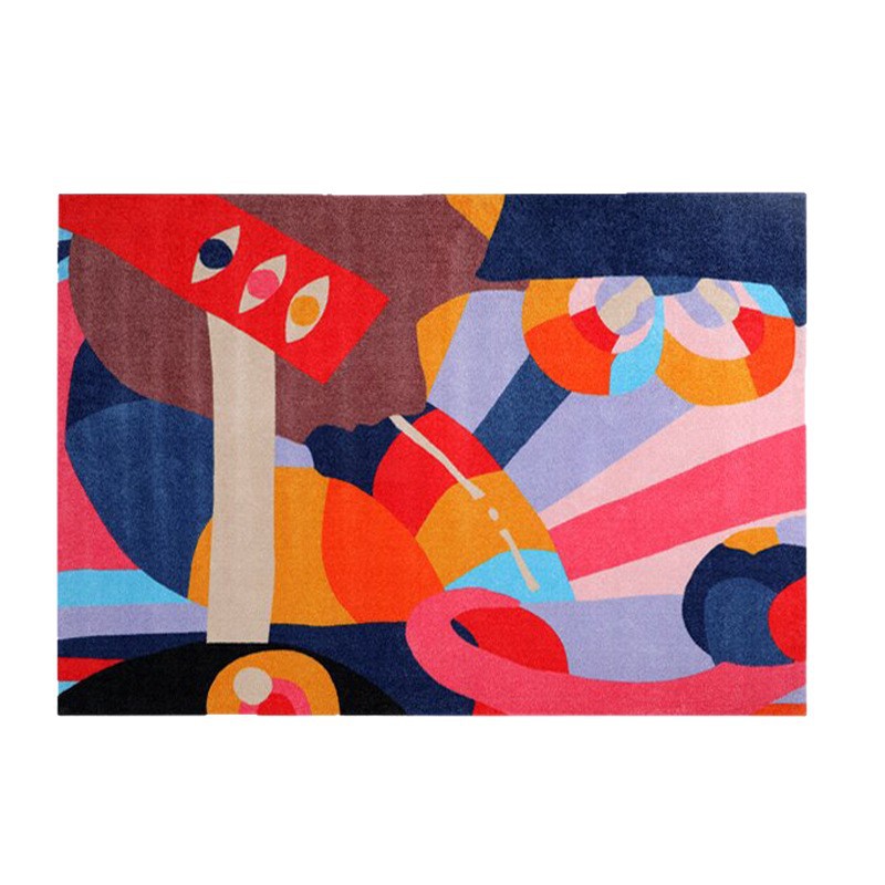 Colorful, Full-area Non-slip Dopamine-inspired Faux Cashmere Rug For The Living Room
