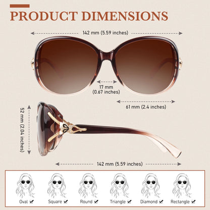 Retro Oversized Butterfly Polarized Gradient Brown Women Sunglasses Elegant Ladies Shades