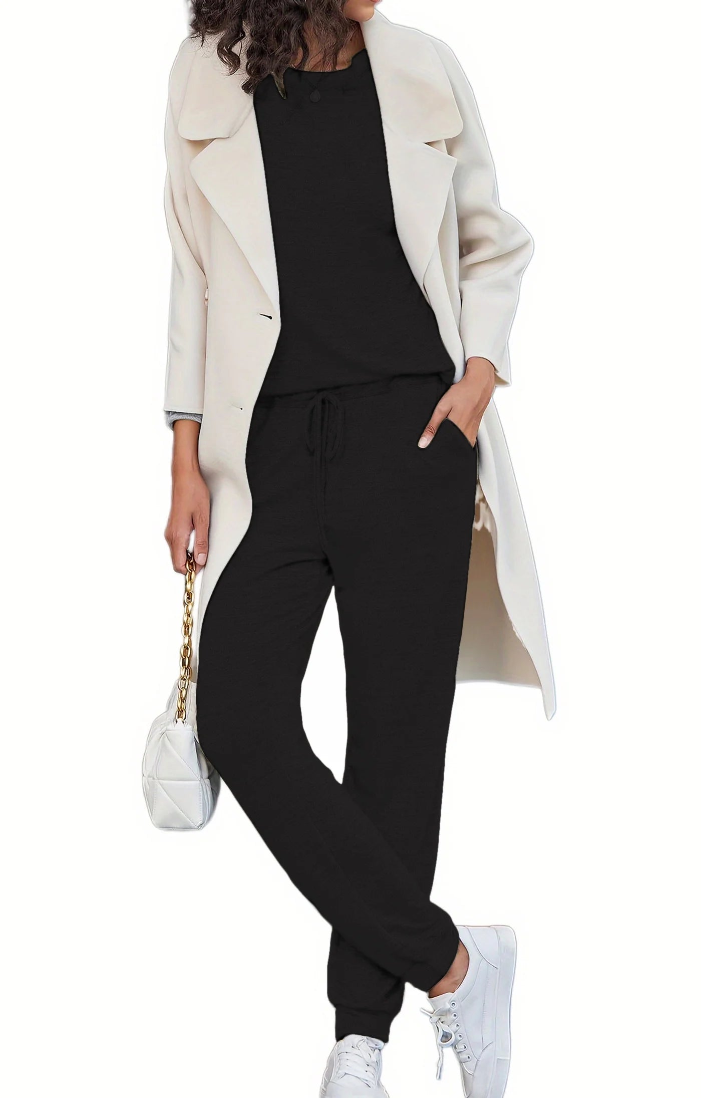 Womens Pajamas Sets Long Sleeve Top and Pant with Pockets Lounge Wear Set Oufits