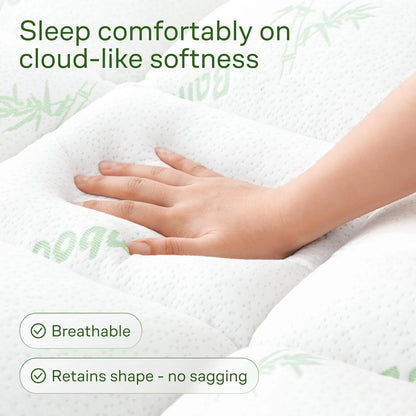 Bamboo Full Size Mattress Topper, Mattress Pad, Mattress Cover 54X75 Inches
