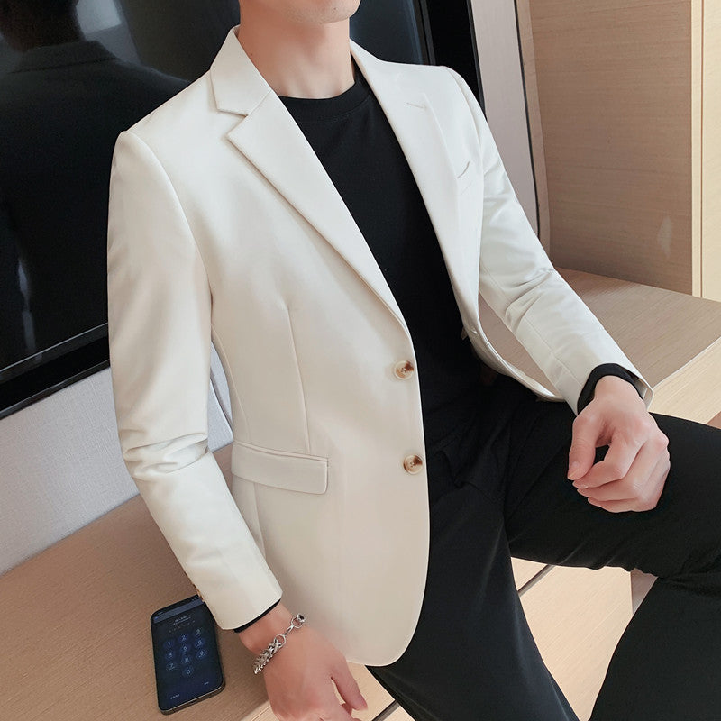 Mens Simple Sophisticated Casual Single-Breasted Two-Button Suit