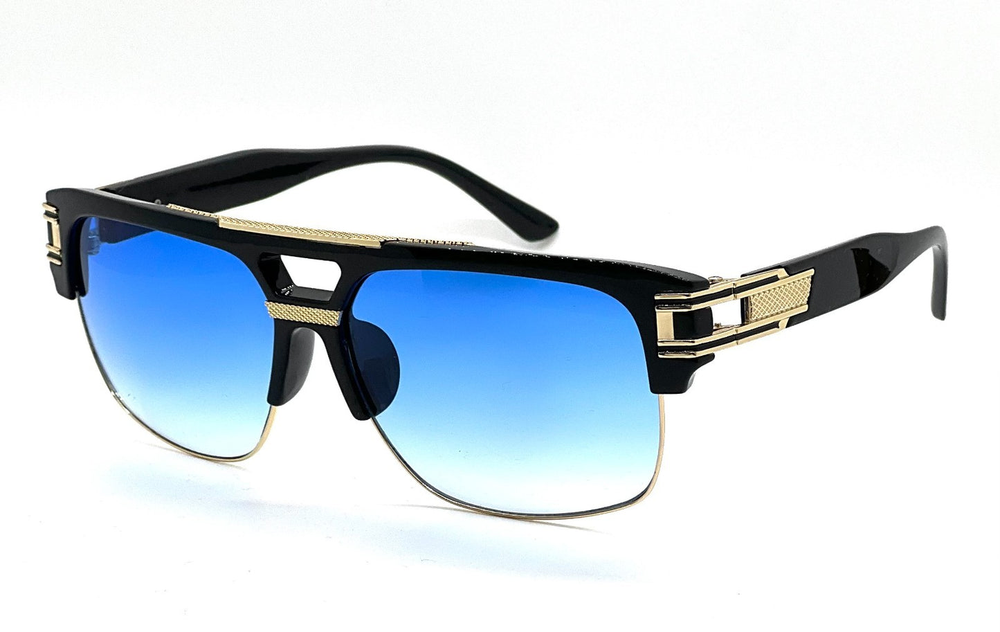 Designer Men Sunglasses Fashion Square Gold Hip Hop Model New Style Shades Blue
