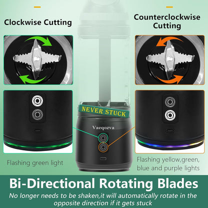 Portable Blender for Shakes and Smoothies, 24Oz 300W Travel Blender on the Go USB Rechargeable Personal Blender for Smoothies Protein Shakes with a Travel Lid & BPA Free Bottle(Grey Cap Black Body)