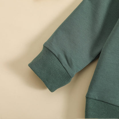 Boys' Solid Color Suit Round Neck Sweater Trousers