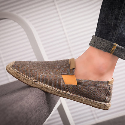 Handmade straw canvas shoes