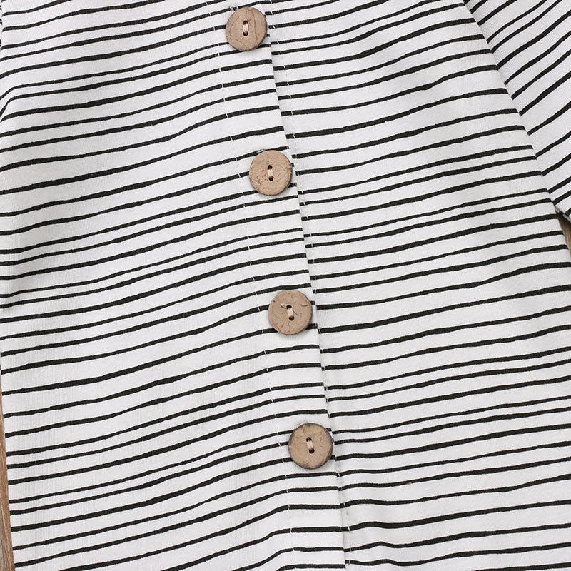 Ins Foreign Trade Explosion Models Cotton Long-Sleeved Boys And Girls Striped Single-Breasted One-Piece Baby Romper