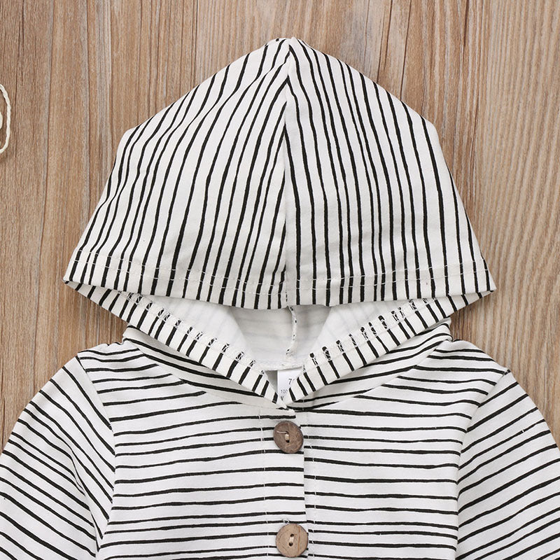 Ins Foreign Trade Explosion Models Cotton Long-Sleeved Boys And Girls Striped Single-Breasted One-Piece Baby Romper