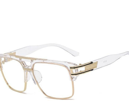 Designer Men Sunglasses Fashion Square Gold Hip Hop Model New Style Shades Blue